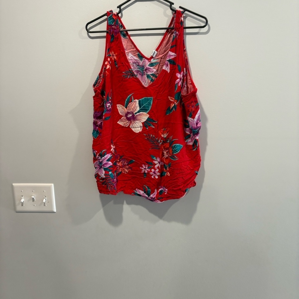 Old Navy Red Floral Tank Top